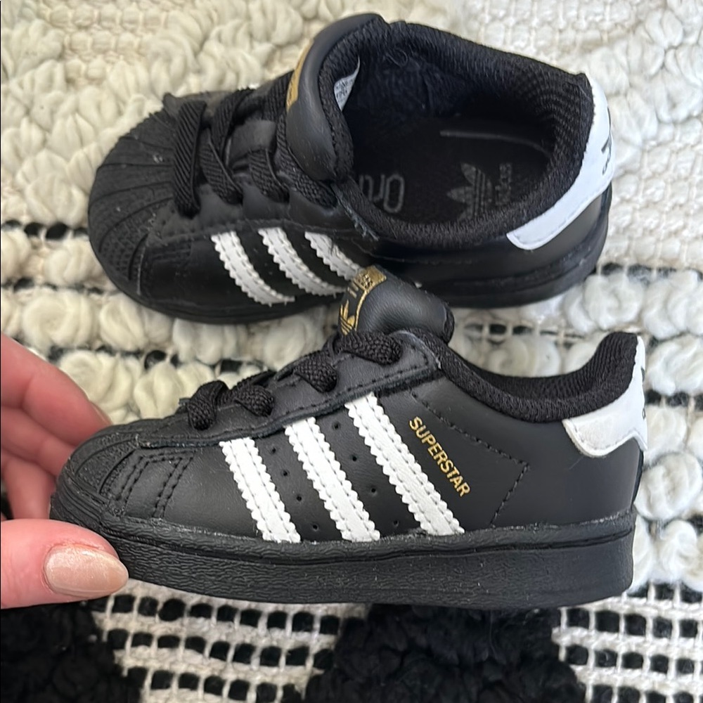 Adidas Black and White Sneakers with Iconic Shell Toe